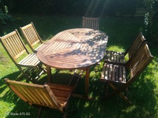 Conjunto jardin madera teca mesa y 6 sillas