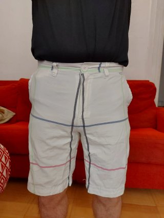 Pull&Bear Pantalón Corto Blanco Cuadros