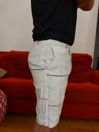 Pull&Bear Pantalón Corto Blanco Cuadros