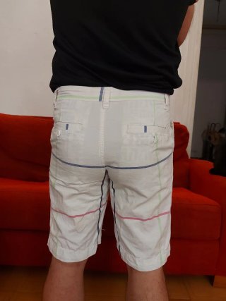 Pull&Bear Pantalón Corto Blanco Cuadros