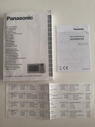 MANUAL Y ACCESORIOS Microondas PANASONIC NN-GD371S