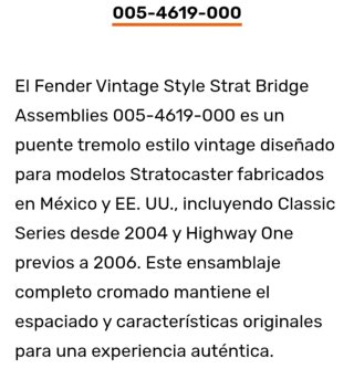 Puente Fender Stratocaster Vintage.