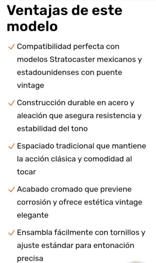 Puente Fender Stratocaster Vintage.
