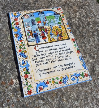 Azulejo Cerámica Poema Fiestas y Vino