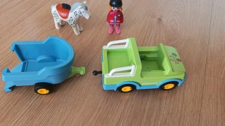 Playmobil 1 2 3 Coche con Remolque, Caballo