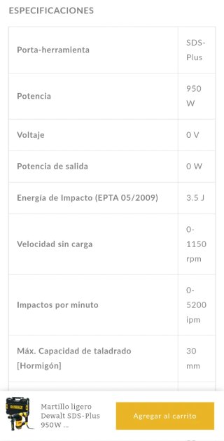 Martillo Percutor Dewalt D25333 950w