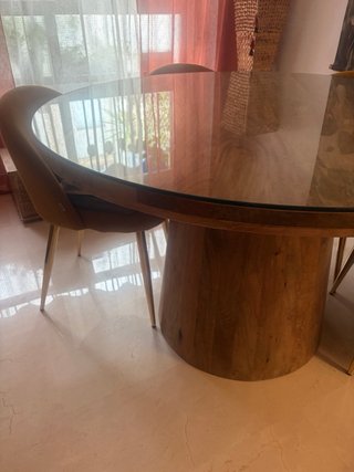 Mesa redonda madera mango y 6 sillas