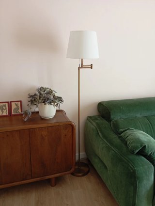 Lampada da terra dorata articolata vintage
