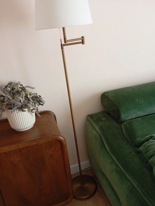 Lampada da terra dorata articolata vintage
