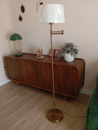 Lampada da terra dorata articolata vintage