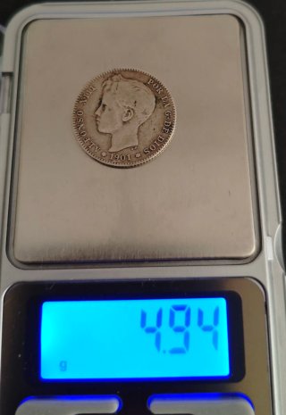 Moneda Plata 1 Peseta Alfonso XIII 1901