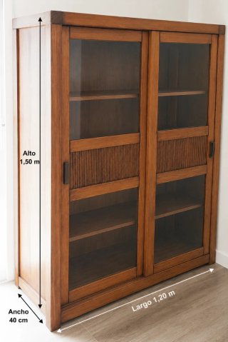Vitrina madera puertas correderas cristal