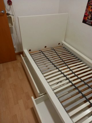 Cama individual blanca cajones Ikea "Malm" 90x200