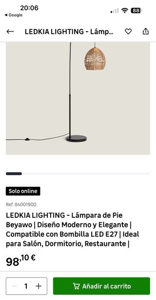 Lámpara de pie arco Beyawo