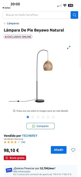 Lámpara de pie arco Beyawo