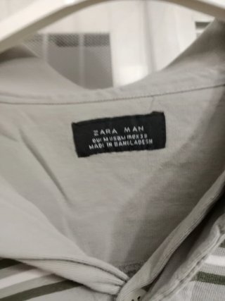 Polo Zara manga larga rayas gris