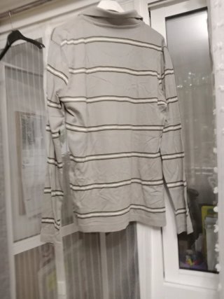 Polo Zara manga larga rayas gris