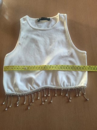Top Stradivarius donna bianco con perline