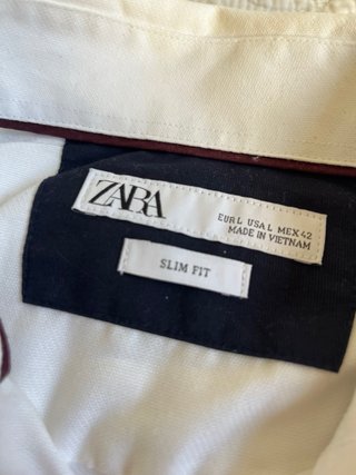 Camisa Zara Slim Fit Blanca Talla M