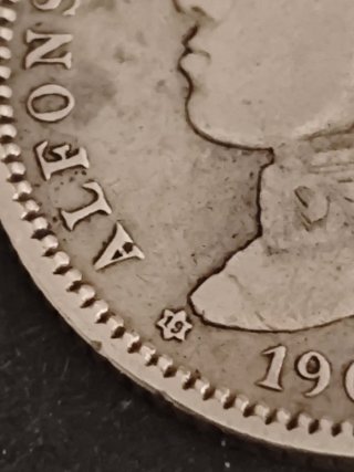 Moneda Plata 1 Peseta Alfonso XIII 1904