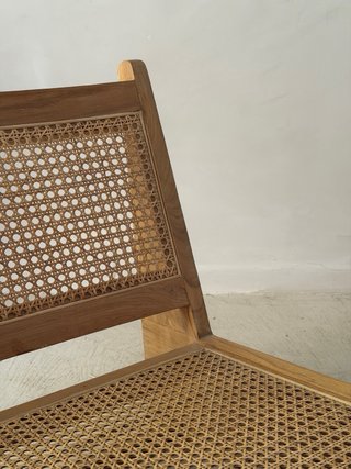 Butaca de ratán y madera