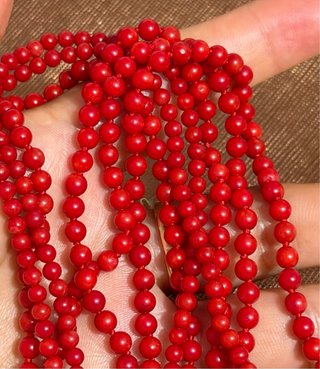 Collar coral bambú 3 hilos