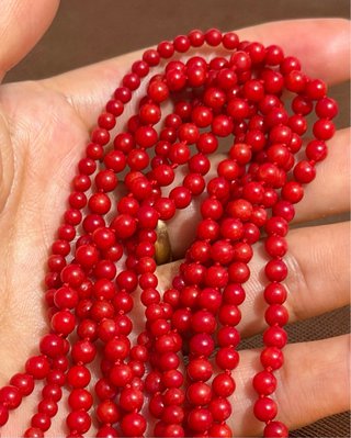 Collar coral bambú 3 hilos
