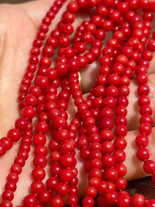 Collar coral bambú 3 hilos