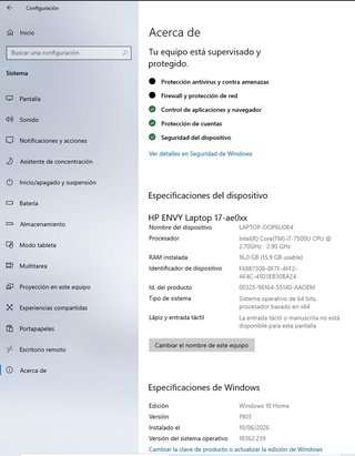 Portátil HP Envy 17 AE003NS para piezas