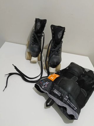 Patines Oxelo Negros Talla 37/38 + Protectores
