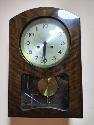Reloj Antiguo Pared Péndulo Llave Madera