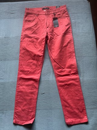 Pantalón Mango Hombre Talla 38 Color teja