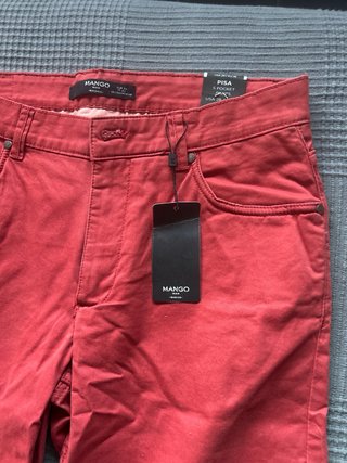 Pantalón Mango Hombre Talla 38 Color teja