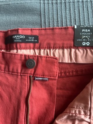 Pantalón Mango Hombre Talla 38 Color teja
