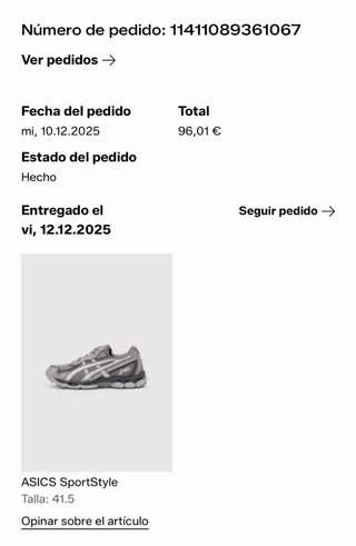 ASICS Bambas Gris Talla 41.5