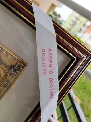 Quadro incisione lastra argento ORO 18 Kt.