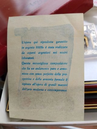 Quadro incisione lastra argento ORO 18 Kt.