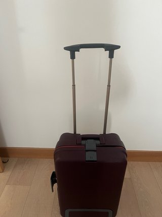 Maleta de viaje morada y gris