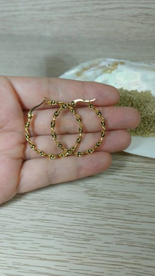 Pendientes Aro Rizado Chapado Oro 18k