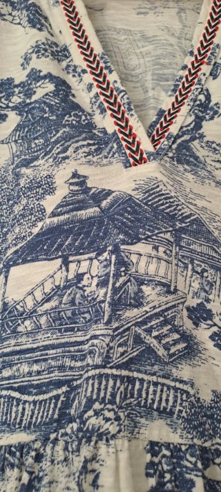 Camiseta Zendra Talla S Estampado Azul y Blanco