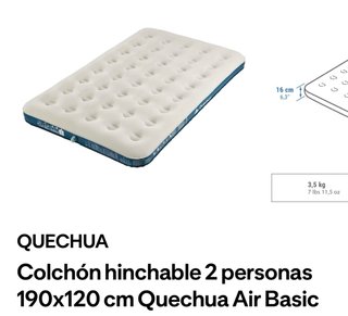 Colchón hinchable Quechua 2 personas 190x120