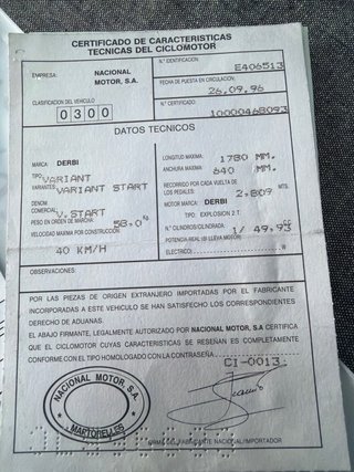 Derbi Variant Start 49cc 1996 Negra
