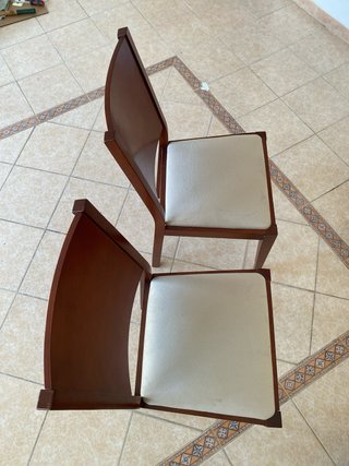 4 Sillas Comedor Madera Maciza Tapizadas en beige