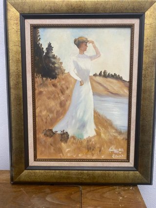 Cuadro mujer paisaje dorado 2002