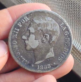 Moneda 5 Pesetas Alfonso XII 1883 Plata
