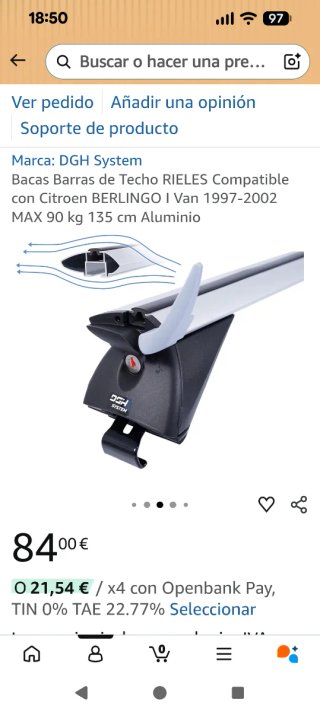 Baca portaequipajes coche 143 cm