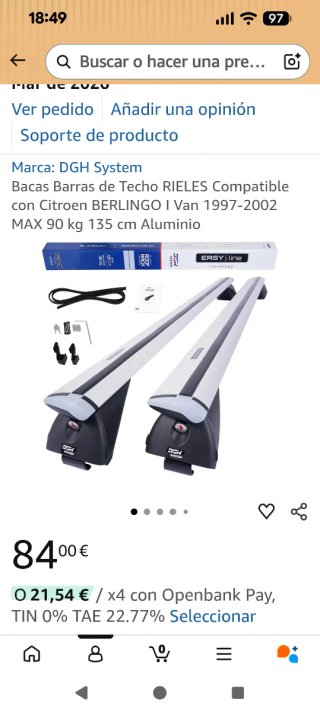 Baca portaequipajes coche 143 cm