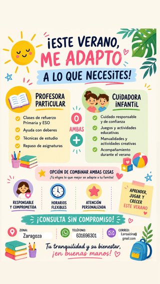 Profesora particular y cuidadora infantil