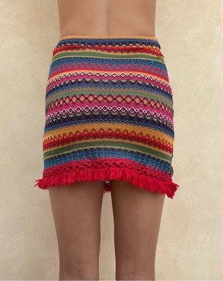 Minigonna Shein Crochet Multicolore Frange tg.S