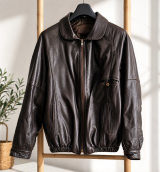 (TALLA L) CAZADORA DE PIEL MARRÓN NUEVA